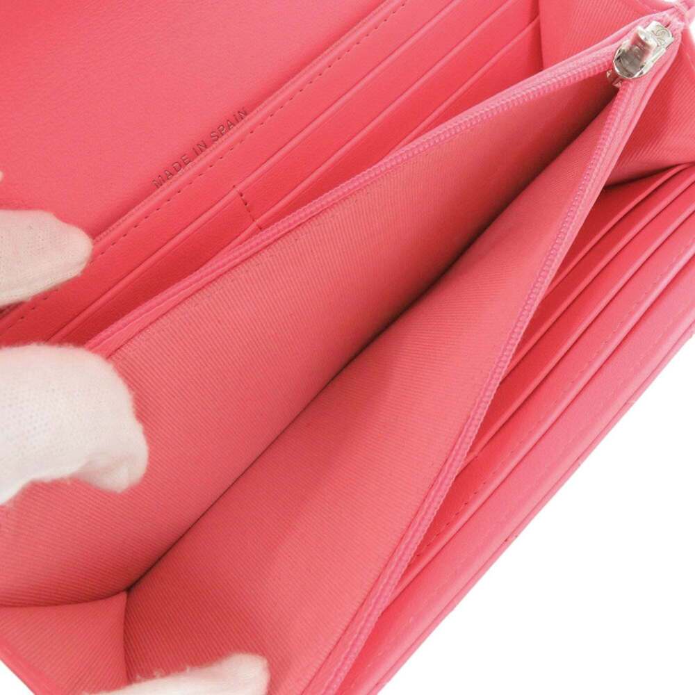CHANEL Authentic Pink Lambskin Leather Logo Wallet - Picture 6 of 10
